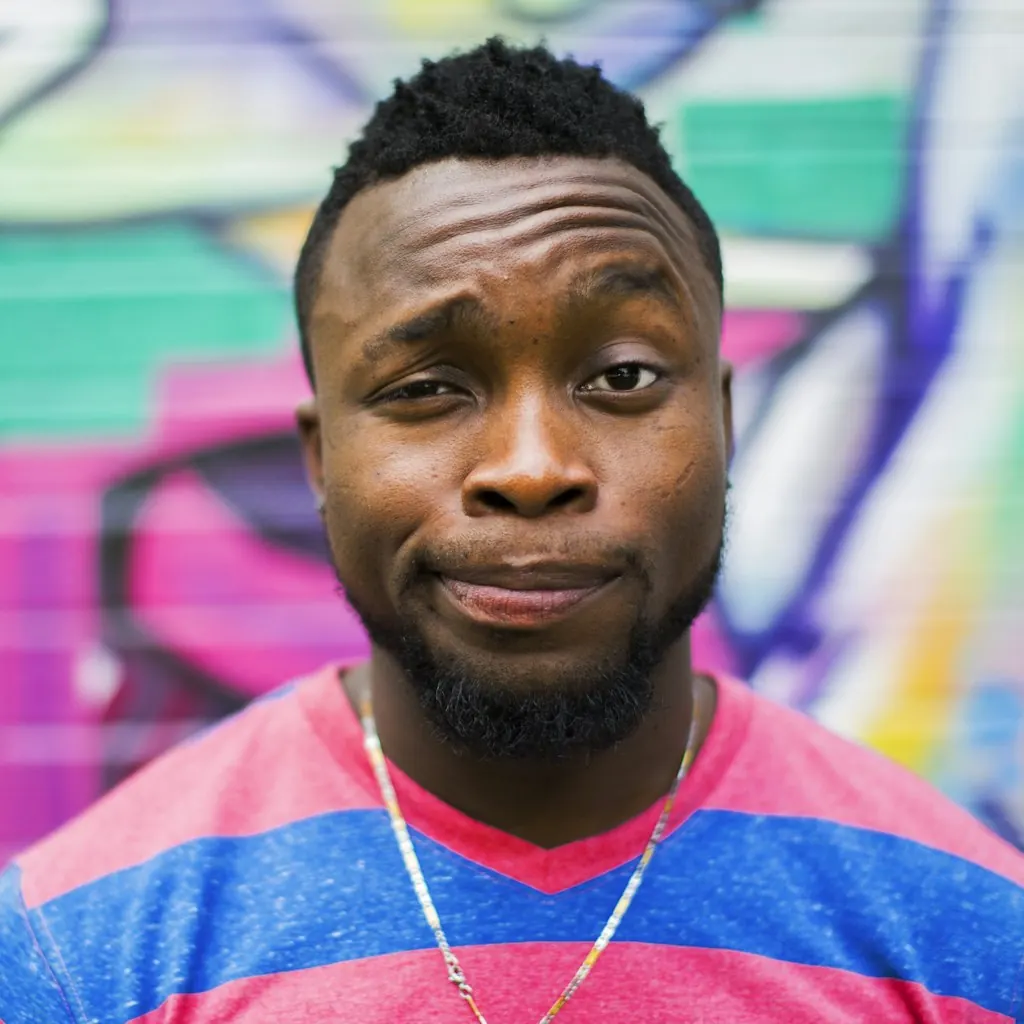 Stock portrait photograph supplied with the JellyBlue product assets